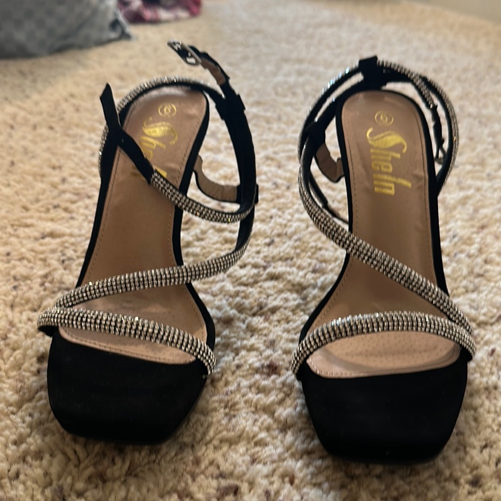 SHEIN black bejeweled stilettos